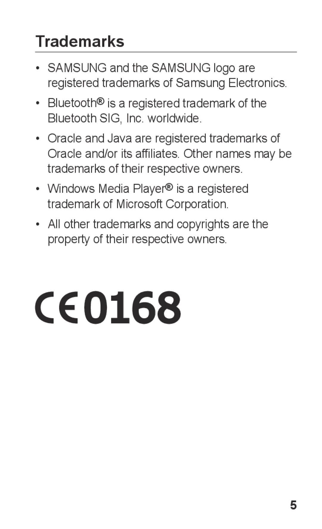 Samsung GT-C3303CIXXSG, GT-C3303WRIJED, GT-C3303WRIMRT, GT-C3303SIIXSG, GT-C3303SIIPAK, GT-C3303PSIJED manual Trademarks 