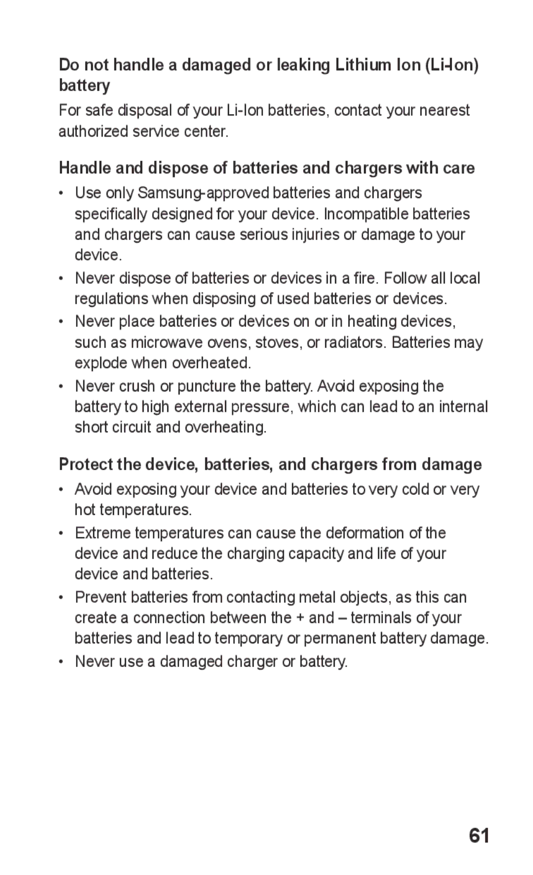 Samsung GT-C3303PSIKSA, GT-C3303WRIJED, GT-C3303WRIMRT manual Handle and dispose of batteries and chargers with care 