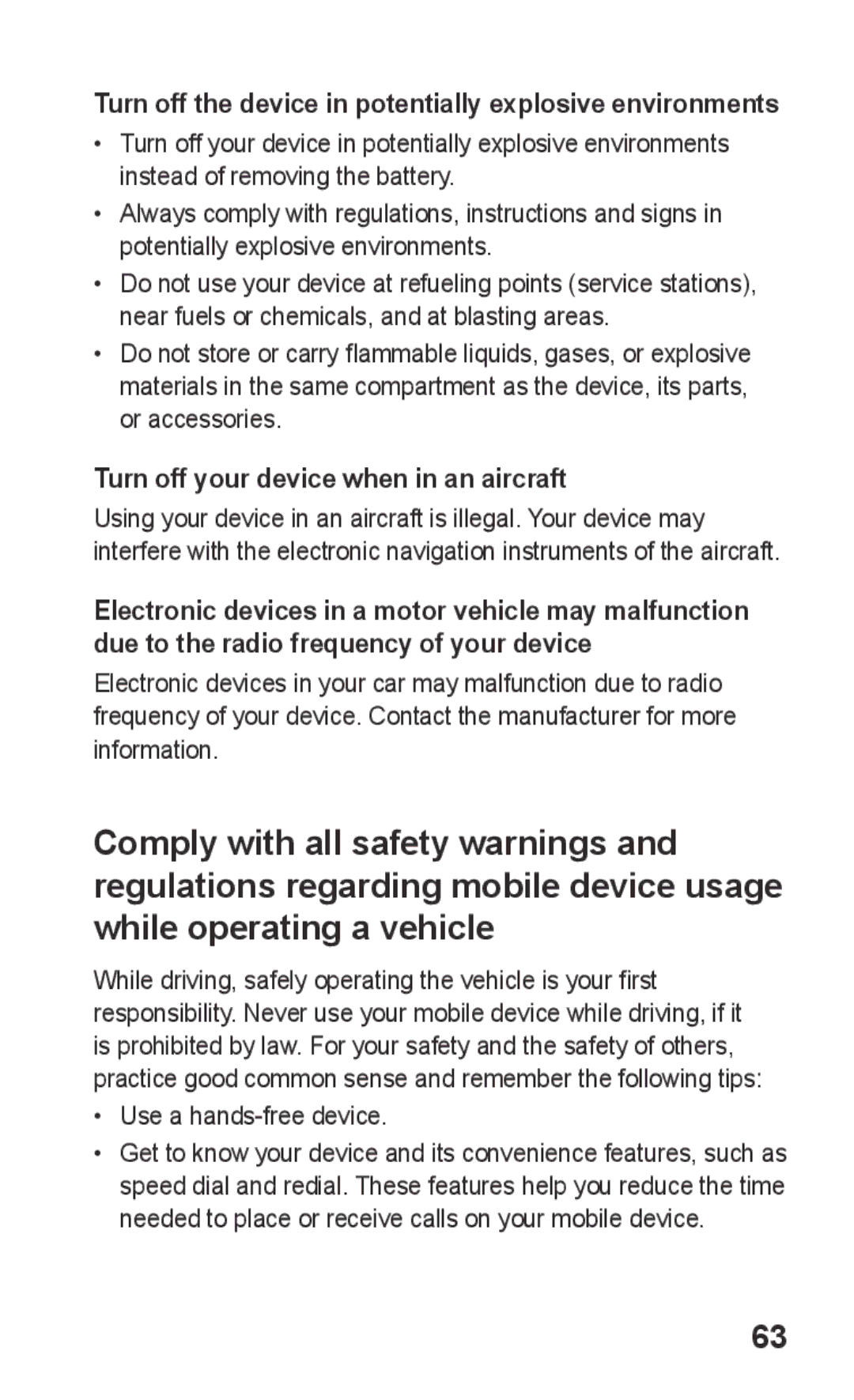 Samsung GT-C3303SIIAFR Turn off the device in potentially explosive environments, Turn off your device when in an aircraft 