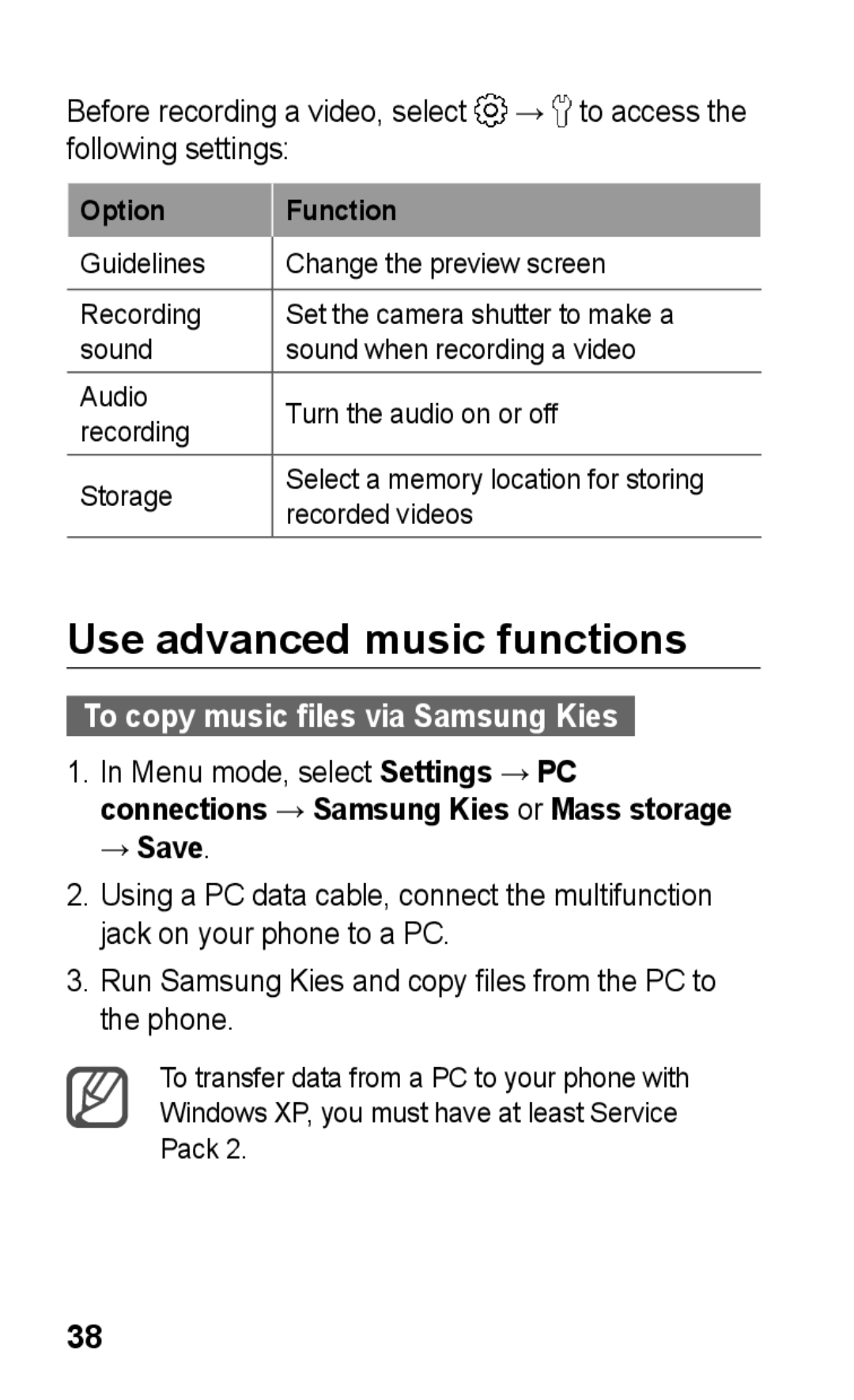 Samsung GT-C3303DKIXSG, GT-C3303WRIJED, GT-C3303WRIMRT Use advanced music functions, To copy music files via Samsung Kies 