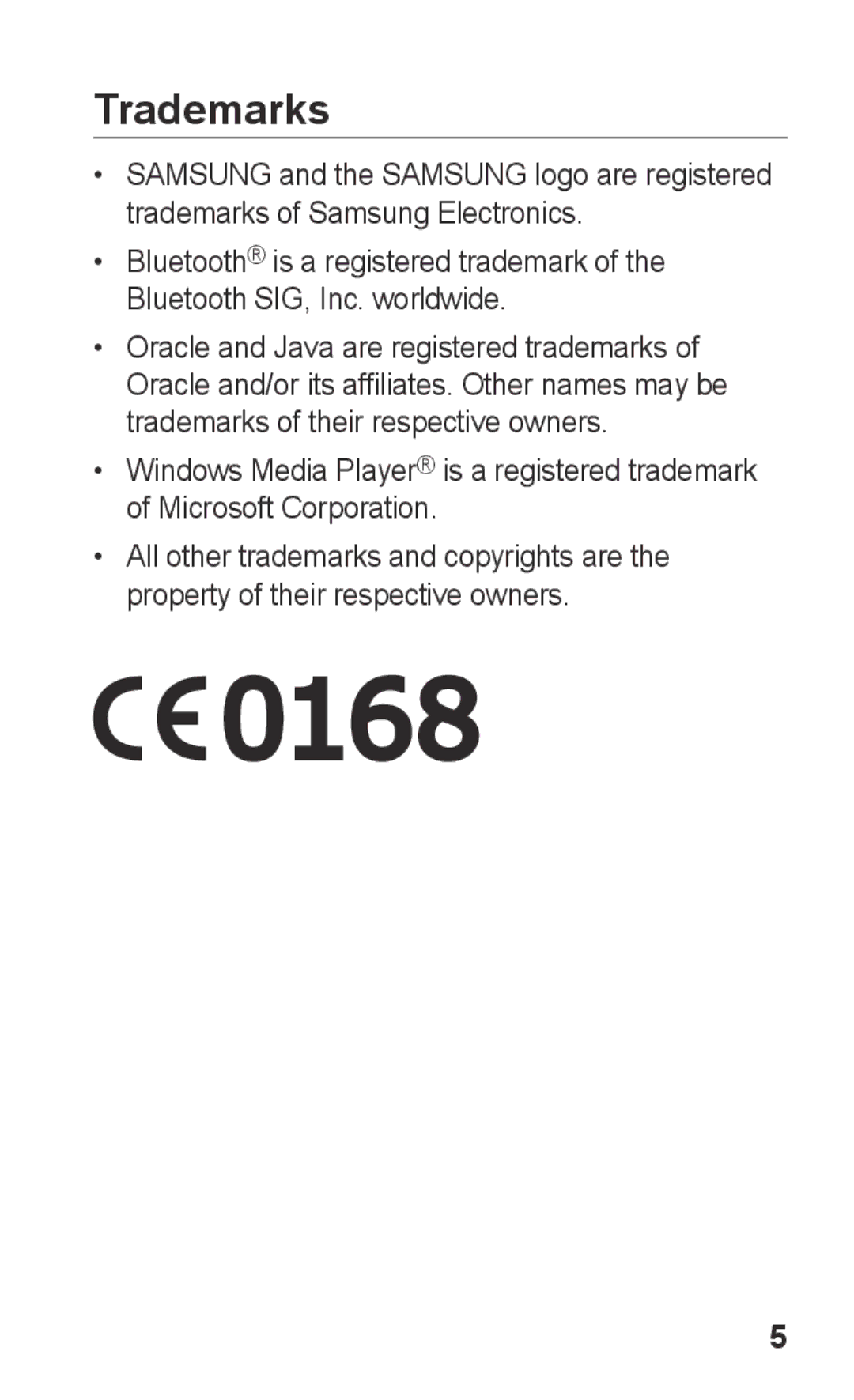 Samsung GT-C3303CIXXSG, GT-C3303WRIJED, GT-C3303WRIMRT, GT-C3303SIIXSG, GT-C3303SIIPAK, GT-C3303PSIJED manual Trademarks 