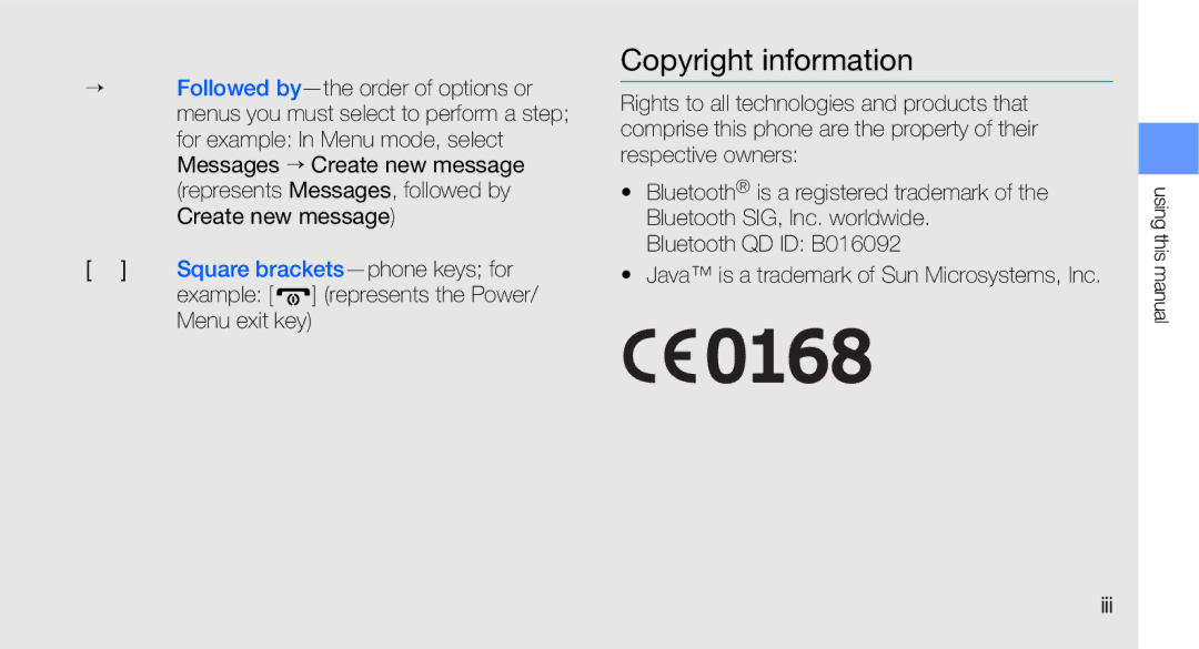 Samsung GT-C3510XKATUR, GT-C3510CWADBT, GT-C3510SBADBT, GT-C3510SIATUR, GT-C3510SBATPH manual Copyright information, Iii 