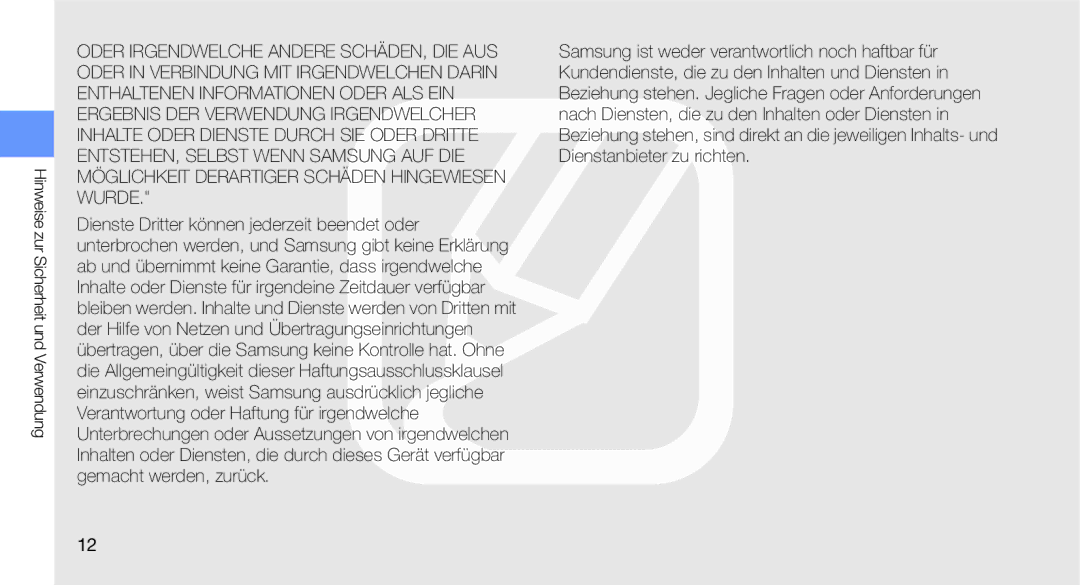 Samsung GT-C3510SIADBT, GT-C3510CWADBT, GT-C3510SBADBT, GT-C3510SIATUR, GT-C3510XKATUR Hinweise zur Sicherheit und Verwendung 