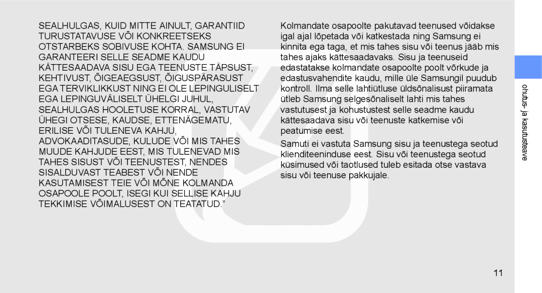 Samsung GT-C3510XKASEB, GT-C3510SIASEB manual Ohutus- ja kasutusteave 