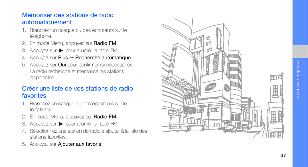 Samsung GT-C3510CWAXEF Mémoriser des stations de radio automatiquement, Créer une liste de vos stations de radio favorites 