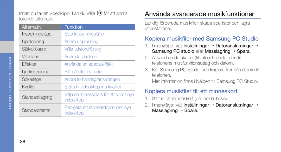 Samsung GT-C3510SIAXEE, GT-C3510XKAXEE Kopiera musikfiler till ett minneskort, Kopiera musikfiler med Samsung PC Studio 