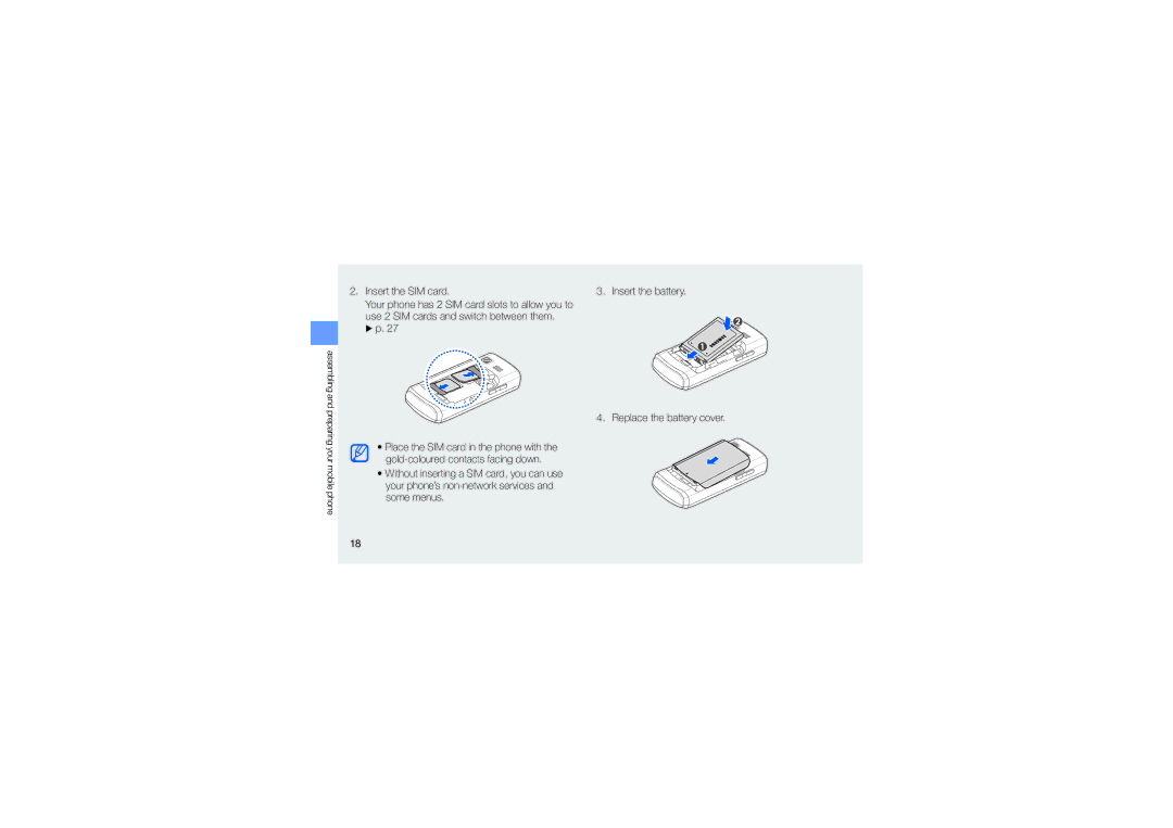 Samsung GT-C6112 user manual Insert the SIM card 