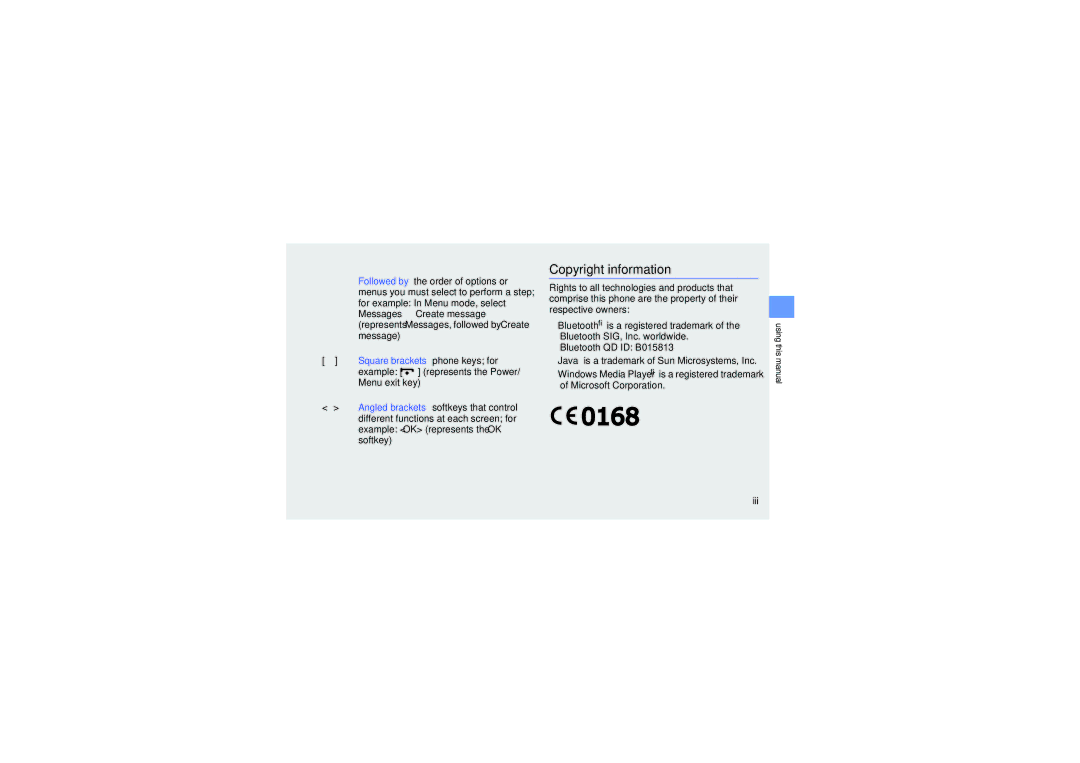 Samsung GT-C6112 user manual Copyright information, Iii 