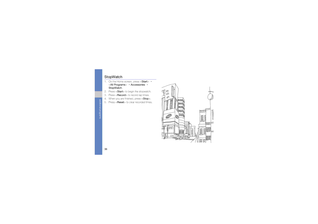 Samsung GT-C6625EKASWC, GT-C6625EKABOG, GT-C6625EKASFR, GT-C6625NBAORC, GT-C6625EKAXEF, GT-C6625EKAFTM manual StopWatch 