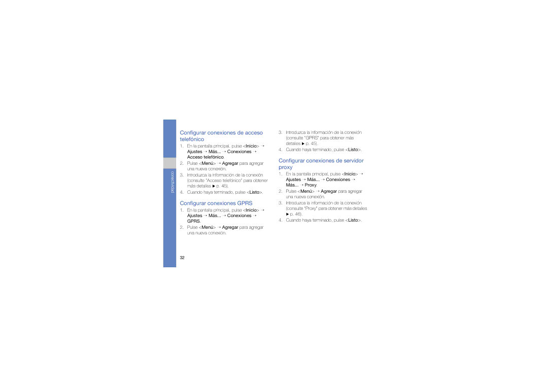 Samsung GT-C6625EKAFOP, GT-C6625DGAATL manual Configurar conexiones de acceso telefónico, Configurar conexiones Gprs 