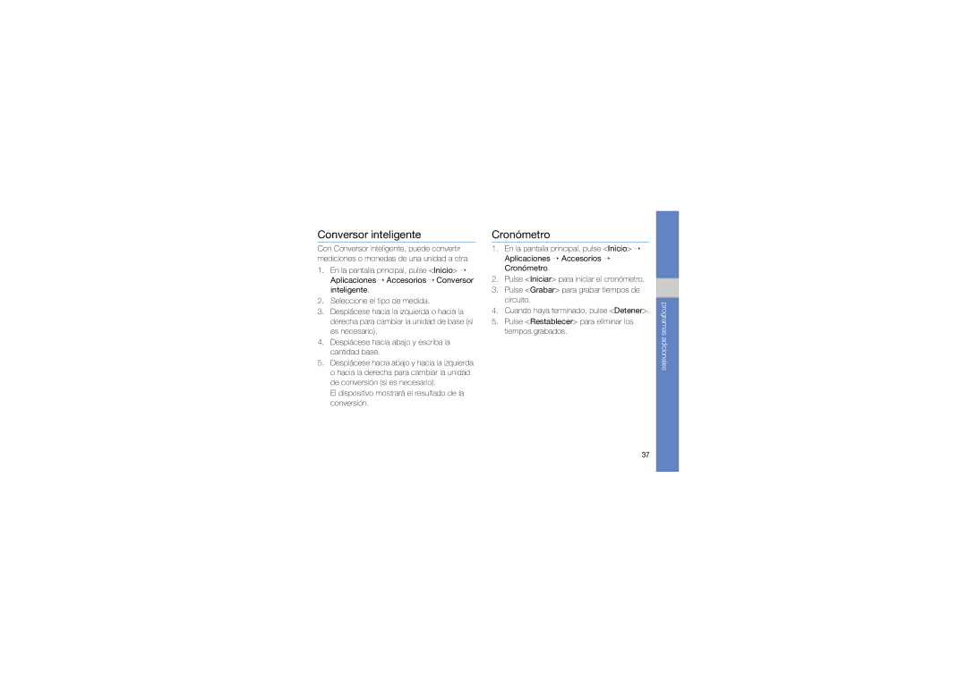 Samsung GT-C6625NBAINU, GT-C6625EKAFOP, GT-C6625DGAATL manual Conversor inteligente, Cronómetro 