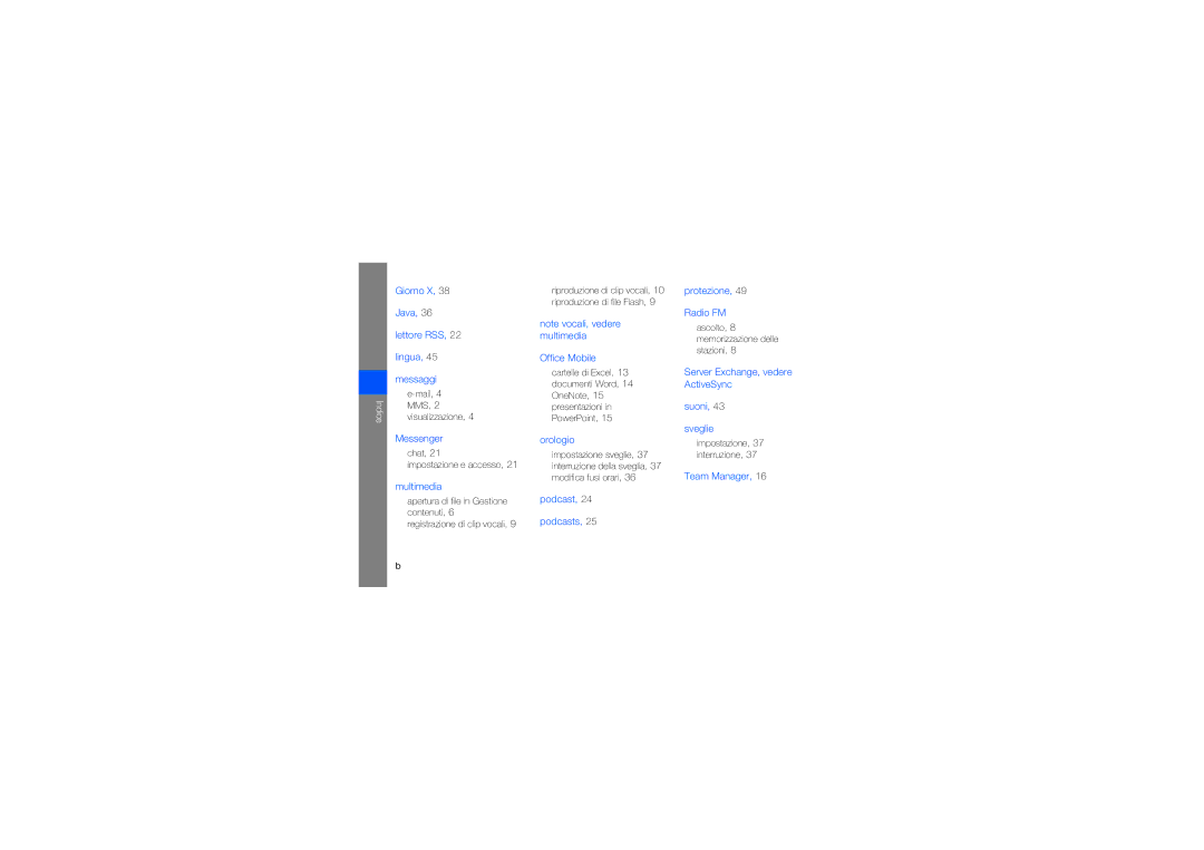 Samsung GT-C6625NBAOMN, GT-C6625EKAWIN, GT-C6625EKAOMN manual Indice 