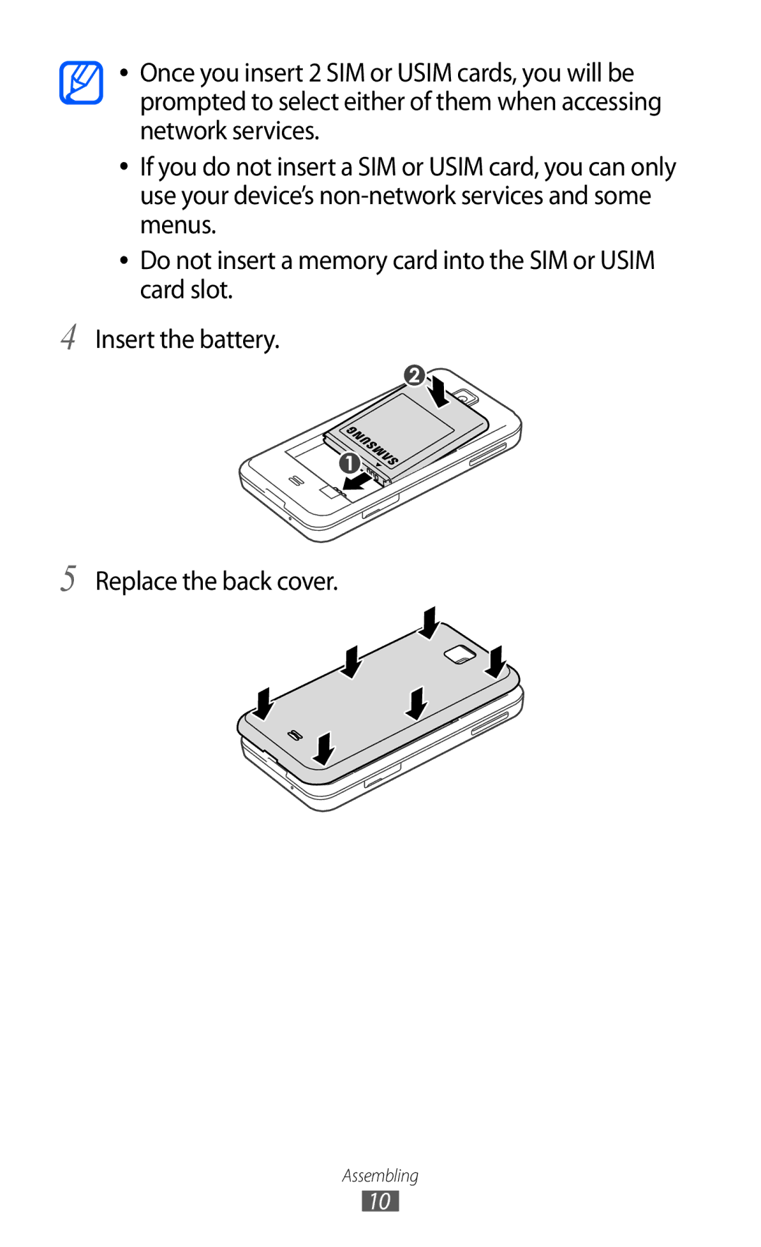 Samsung GT-C6712 user manual Assembling 