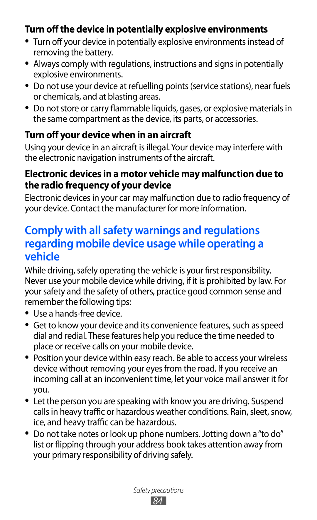 Samsung GT-C6712 Turn off the device in potentially explosive environments, Turn off your device when in an aircraft 