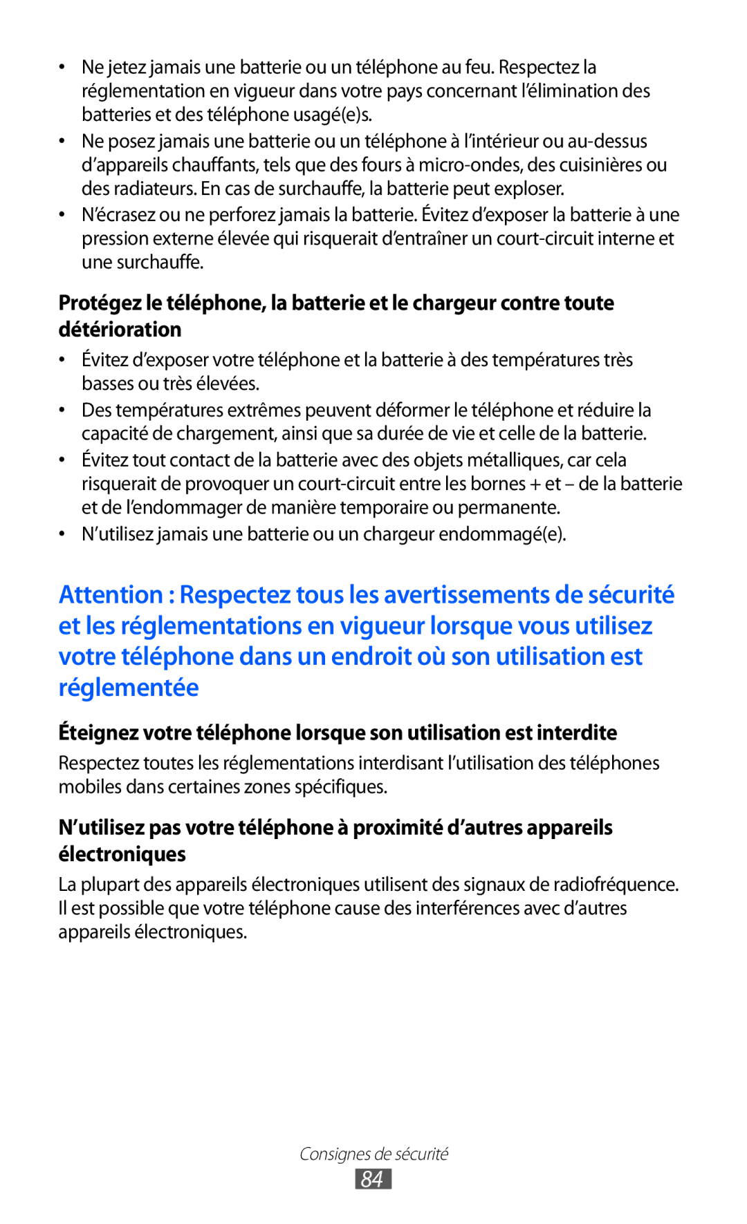 Samsung GT-C6712LKABGL manual ’utilisez jamais une batterie ou un chargeur endommagée 