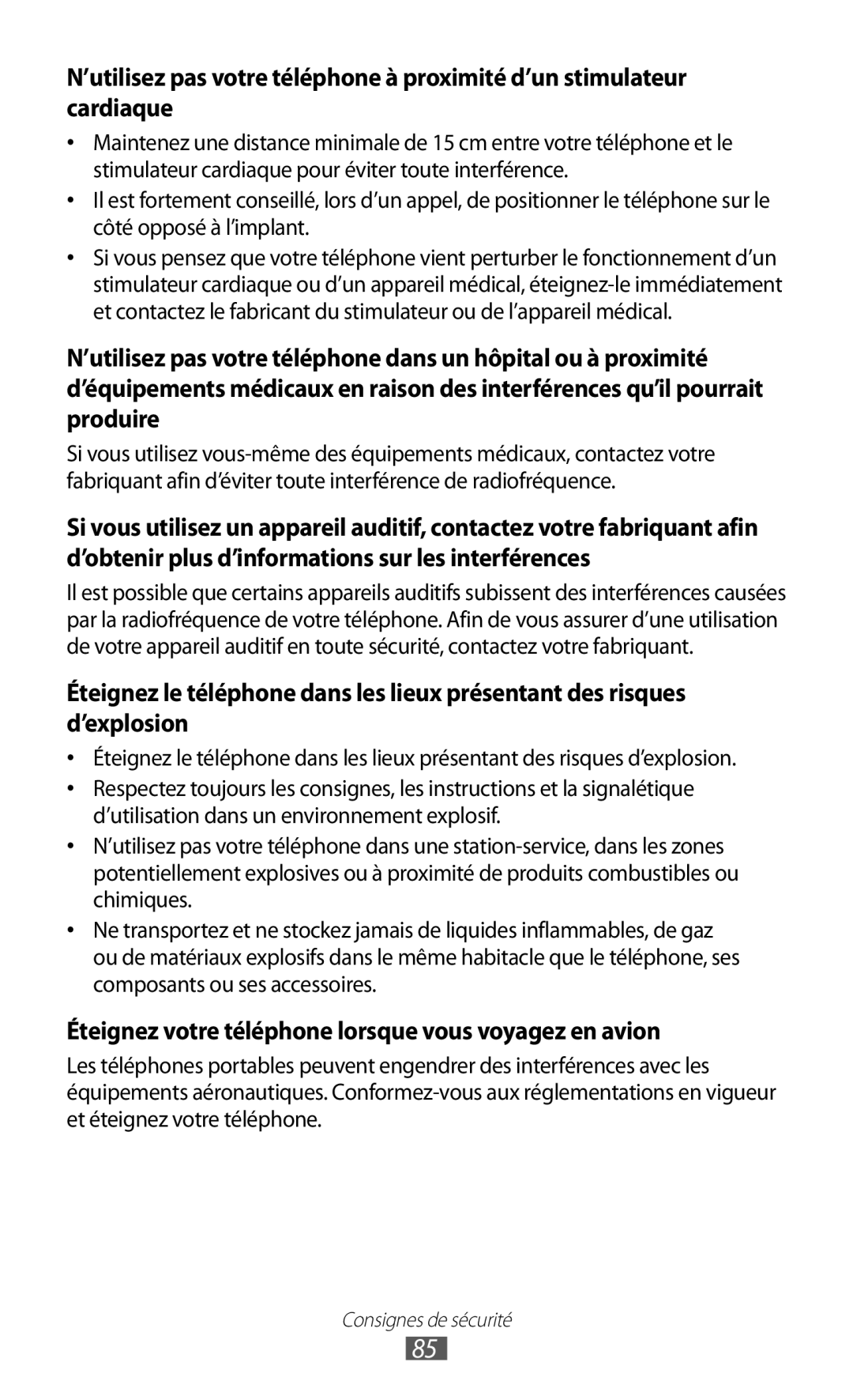 Samsung GT-C6712LKABGL manual Éteignez votre téléphone lorsque vous voyagez en avion 