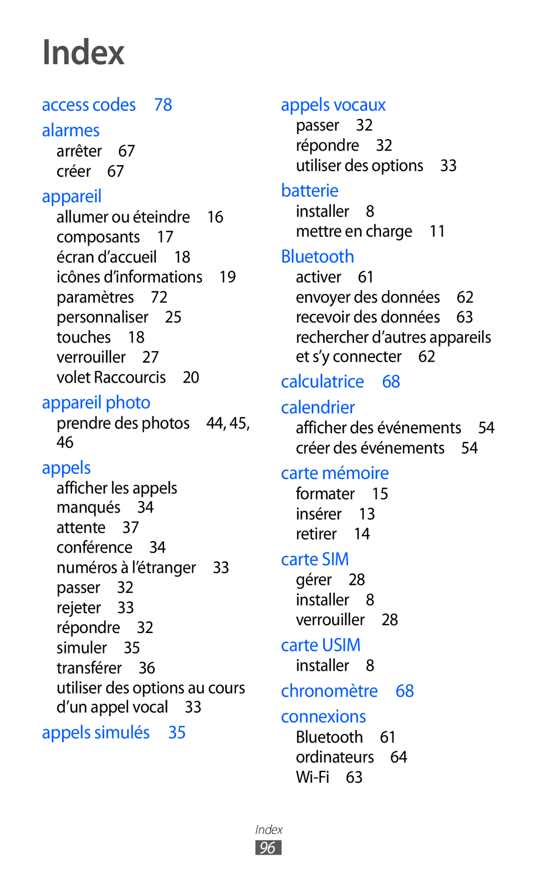 Samsung GT-C6712LKABGL manual Index 