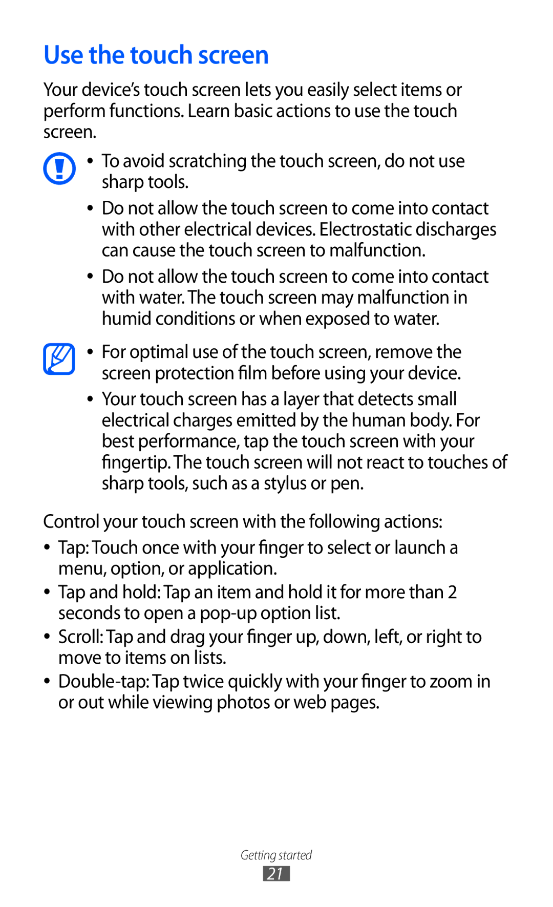 Samsung GT-C6712RWASKZ, GT-C6712LKACIT, GT-C6712RWACIT, GT-C6712LKAFOP, GT-C6712LKAKSA, GT-C6712RWATHR Use the touch screen 