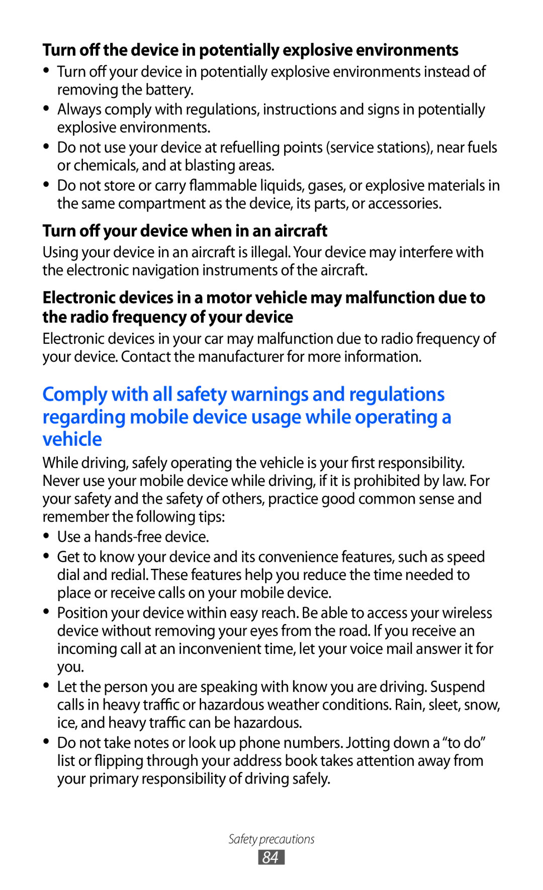 Samsung GT-C6712LKAAFR Turn off the device in potentially explosive environments, Turn off your device when in an aircraft 