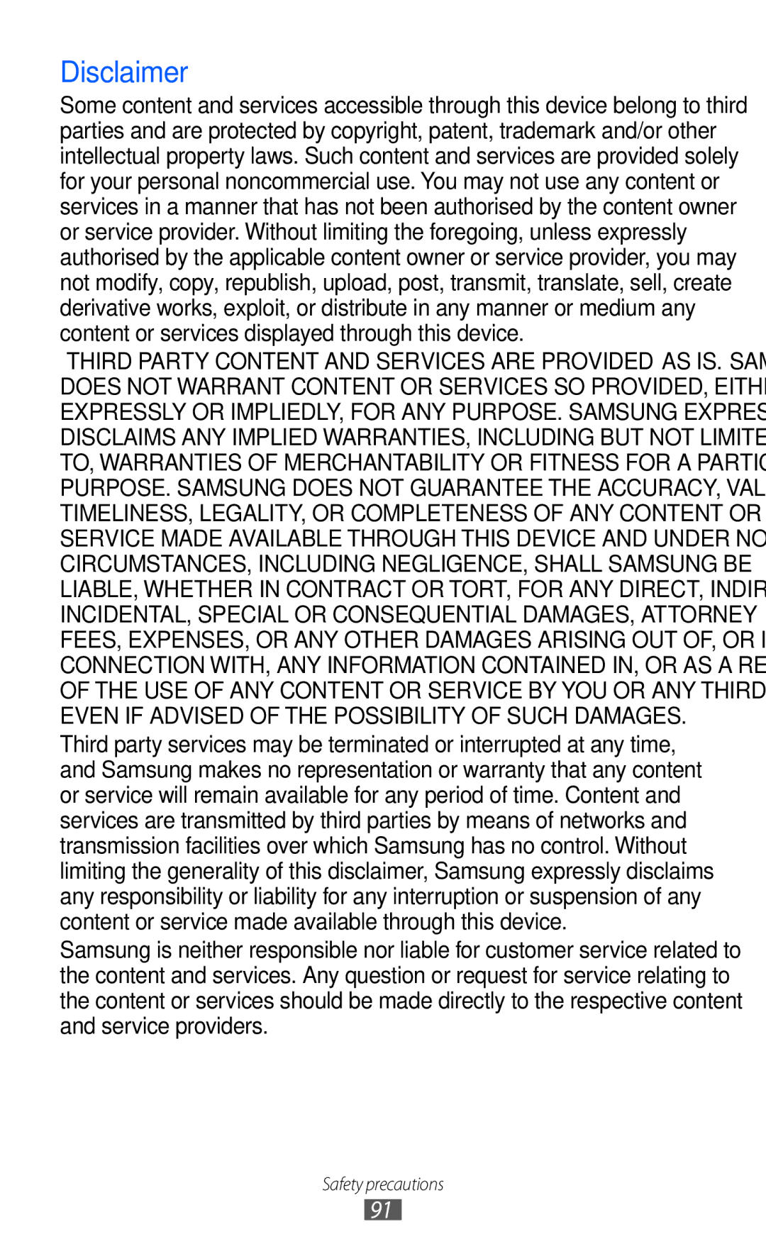 Samsung GT-C6712LKAMID, GT-C6712LKACIT, GT-C6712RWACIT, GT-C6712LKAFOP, GT-C6712LKAKSA, GT-C6712RWATHR manual Disclaimer 