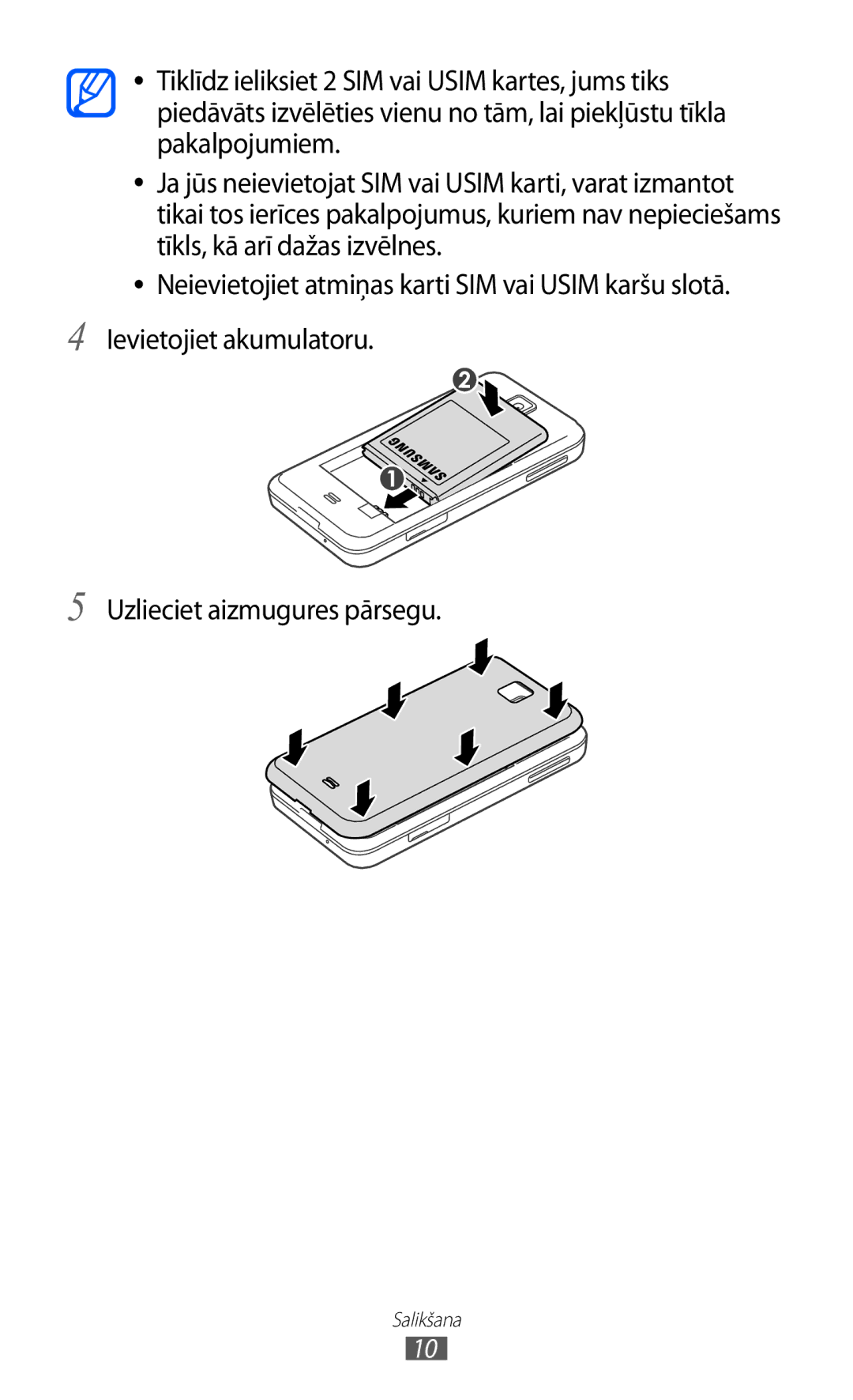 Samsung GT-C6712RWASEB, GT-C6712LKASEB manual Salikšana 