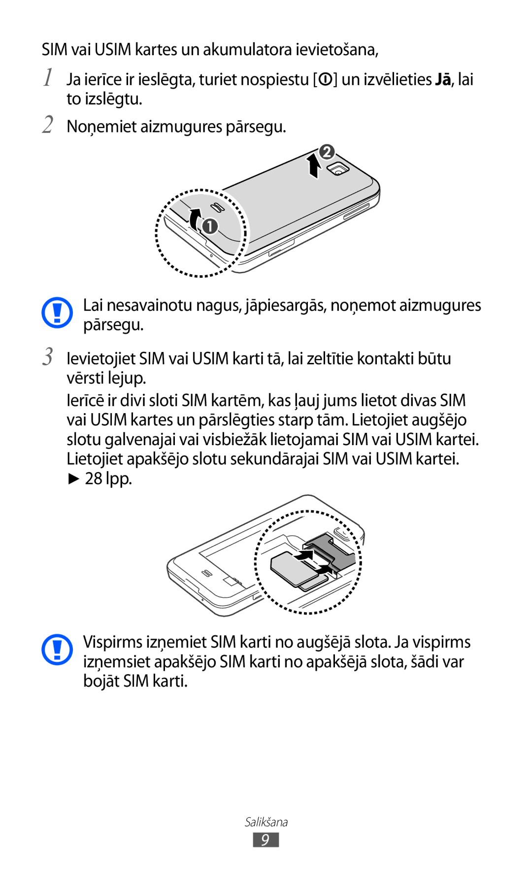 Samsung GT-C6712LKASEB, GT-C6712RWASEB manual Salikšana 