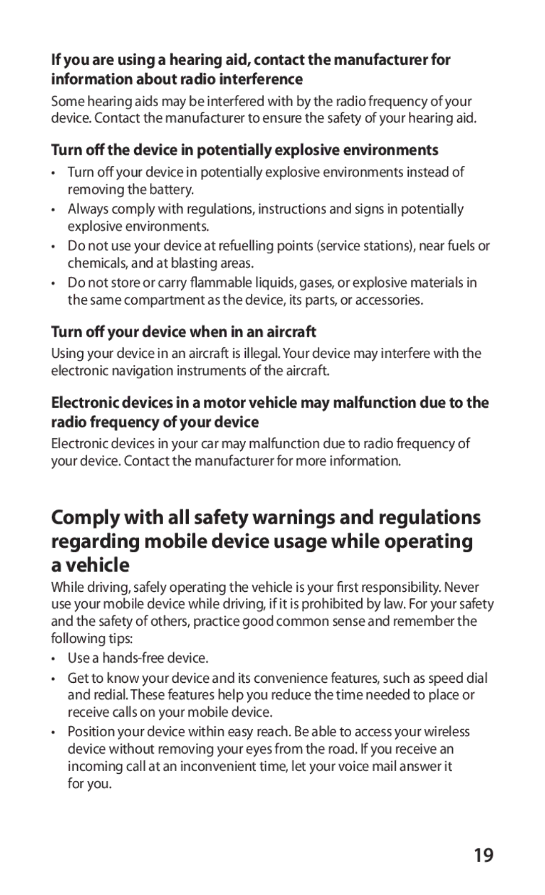 Samsung GT-C6712LKASER Turn off the device in potentially explosive environments, Turn off your device when in an aircraft 