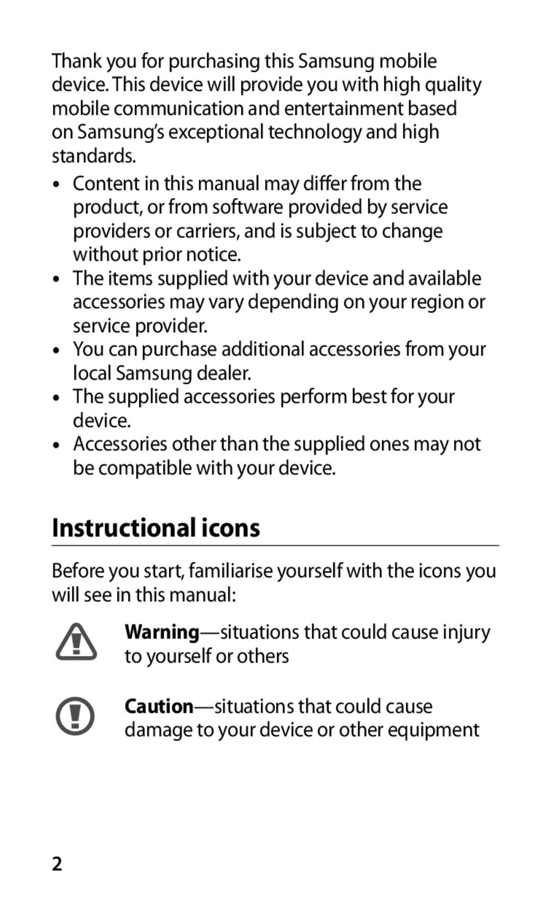 Samsung GT-C6712RWAXEZ, GT-C6712RWAXSK, GT-C6712LKAXEZ, GT-C6712LKAXSK, GT-C6712RWACYO, GT-C6712LKAEUR Instructional icons 