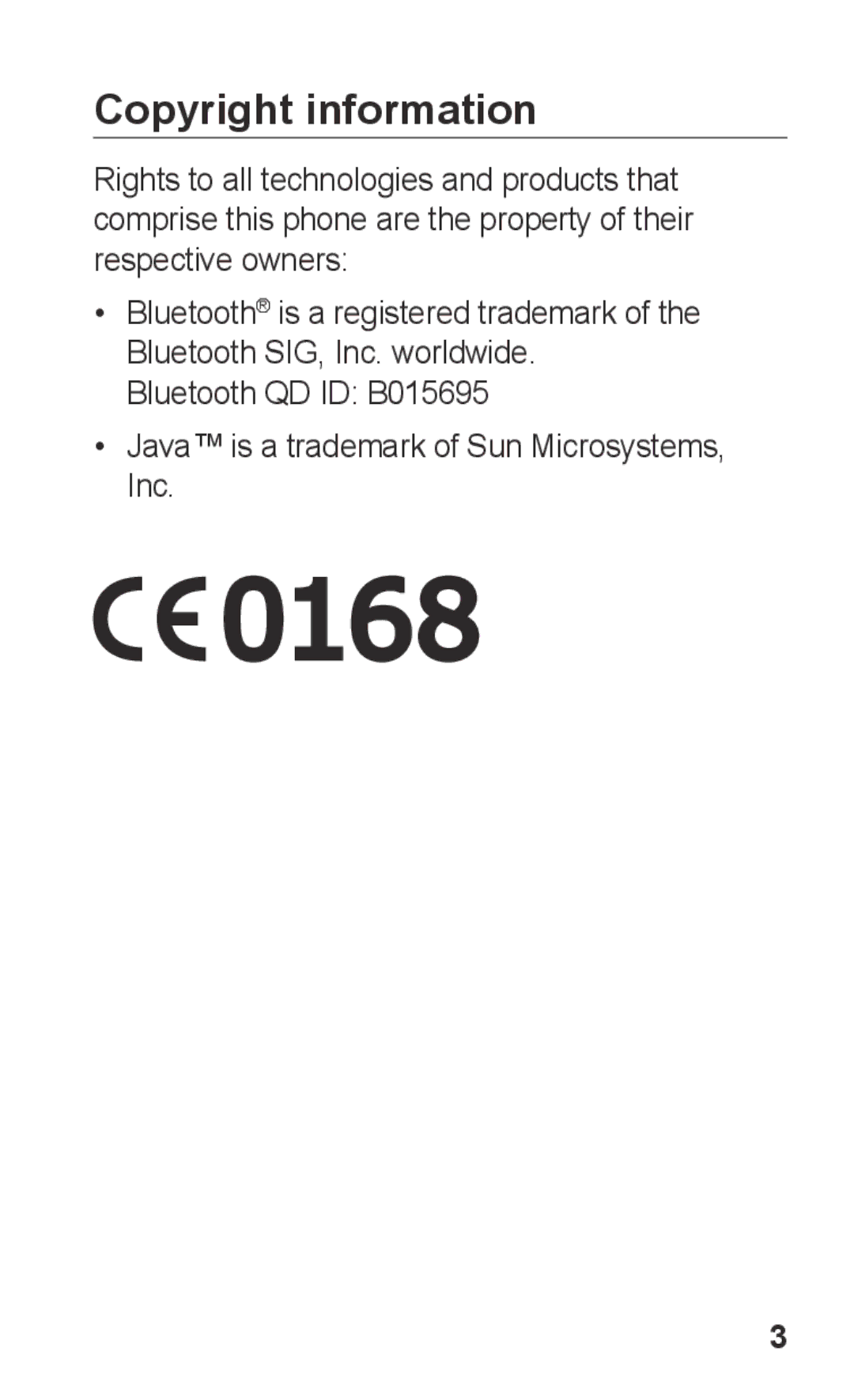 Samsung GT-E2121B user manual Copyright information 