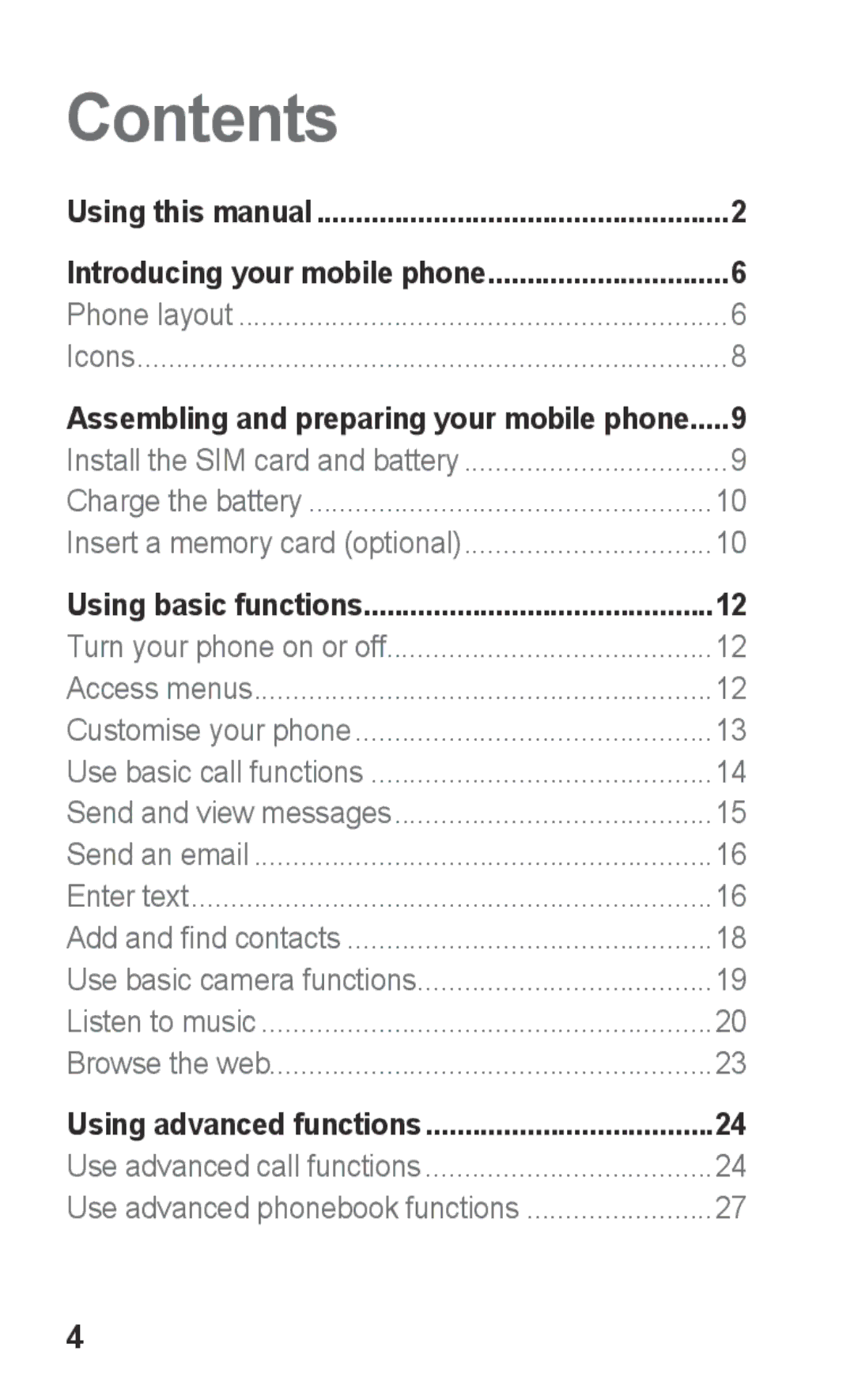 Samsung GT-E2121B user manual Contents 