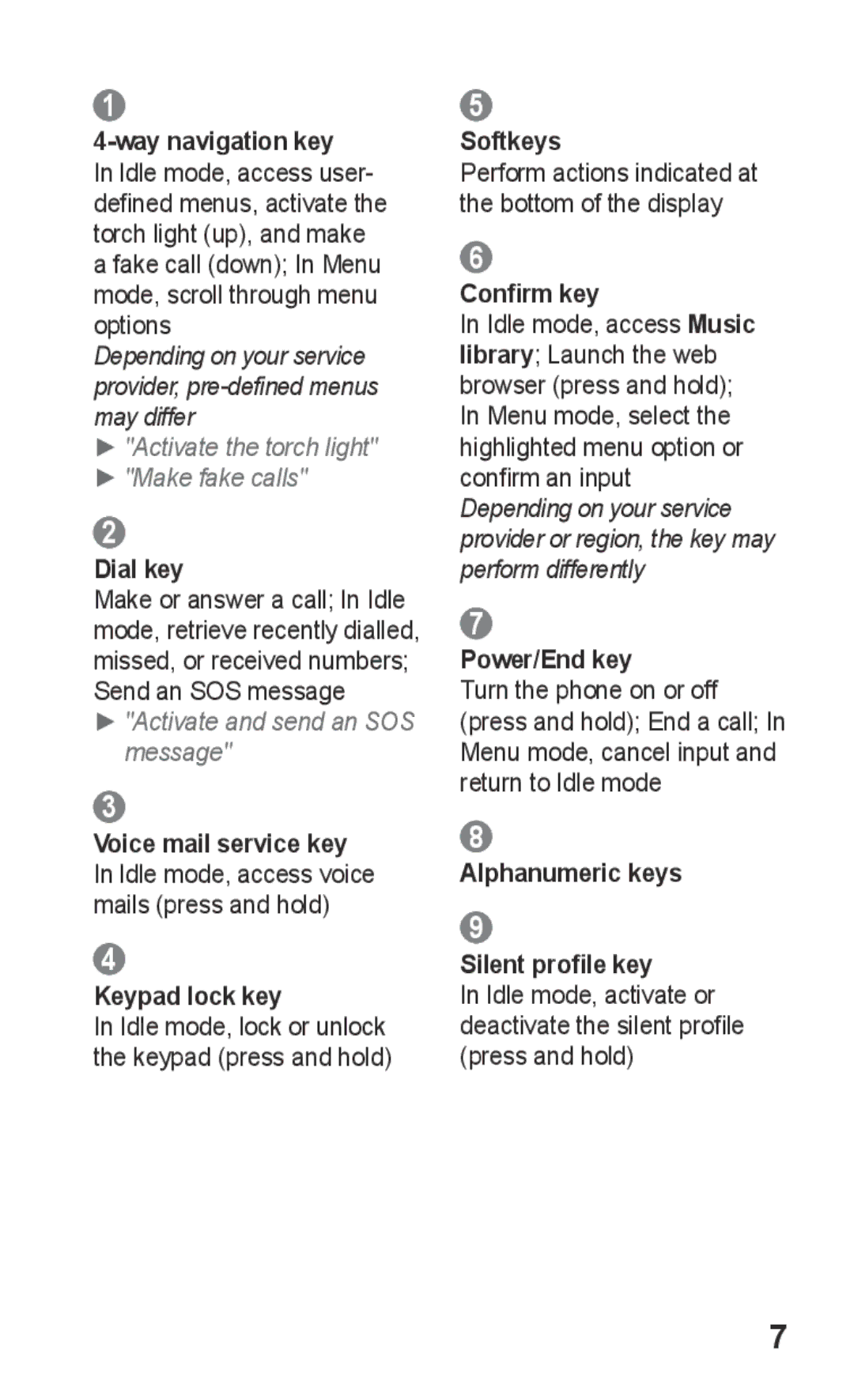 Samsung GT-E2121B user manual Keypad lock key 