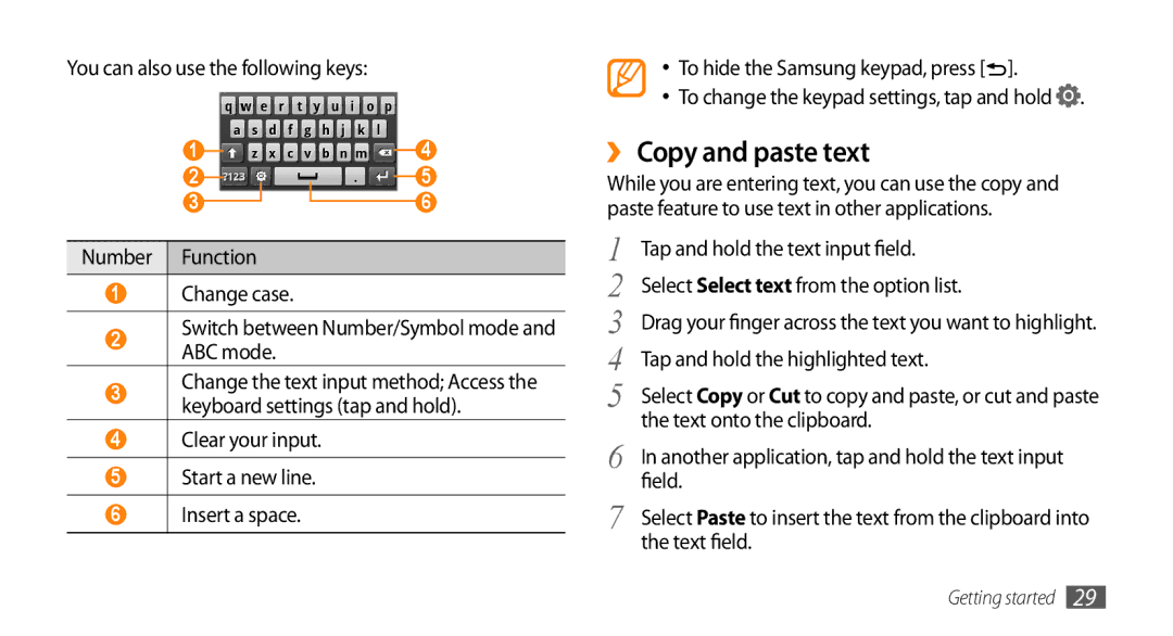 Samsung GT-I5500 user manual ›› Copy and paste text 