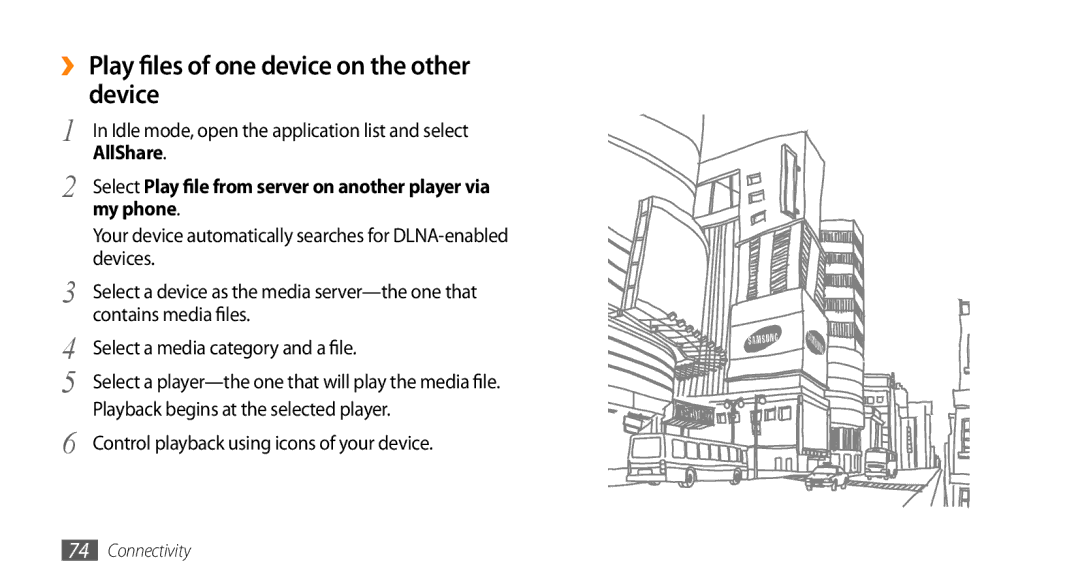 Samsung GT-I5500 user manual ›› Play files of one device on the other device, My phone, Contains media files 