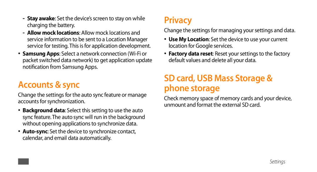 Samsung GT-I5500M manual Accounts & sync, Privacy 