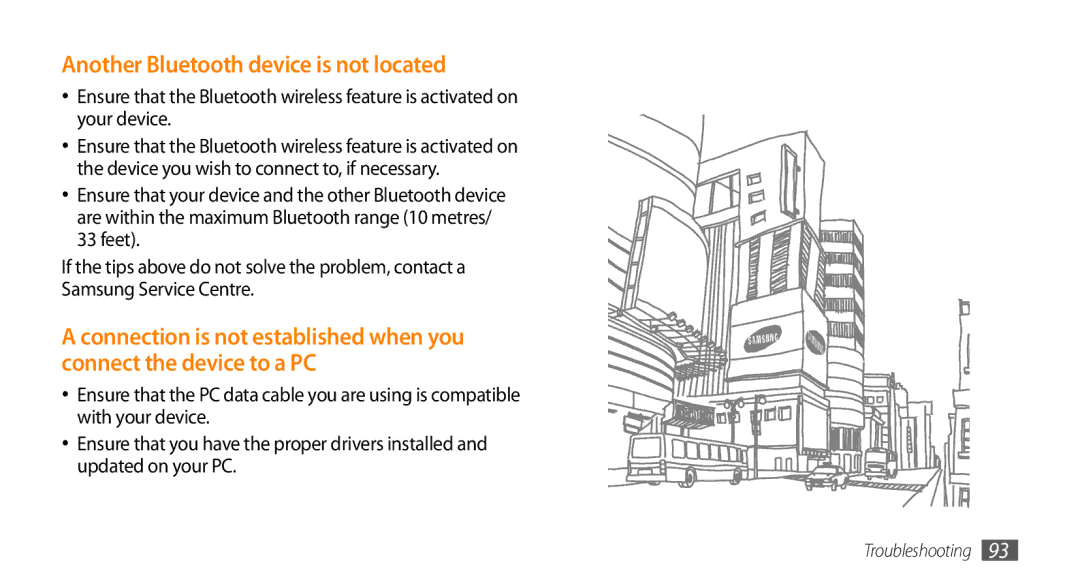 Samsung GT-I5500M manual Another Bluetooth device is not located 