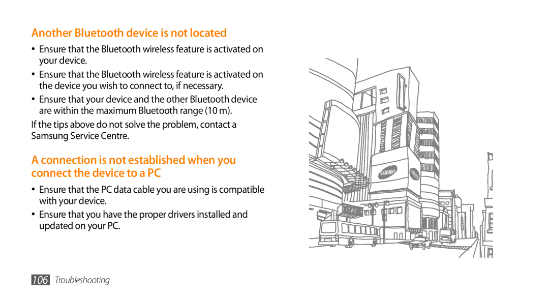 Samsung GT-I5500YKASER, GT-I5500YKACOS, GT-I5500CWADBT, GT-I5500CWACOS manual Another Bluetooth device is not located 