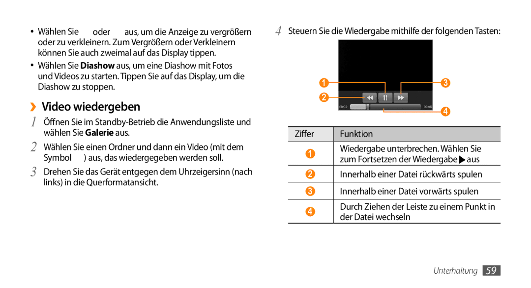 Samsung GT-I5500YKADBT manual ››Video wiedergeben, Können Sie auch zweimal auf das Display tippen, Der Datei wechseln 