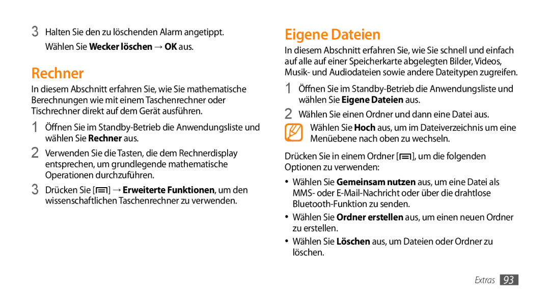 Samsung GT-I5500CWADBT, GT-I5500YKACOS, GT-I5500CWACOS, GT-I5500YKADBT manual Rechner, Eigene Dateien 