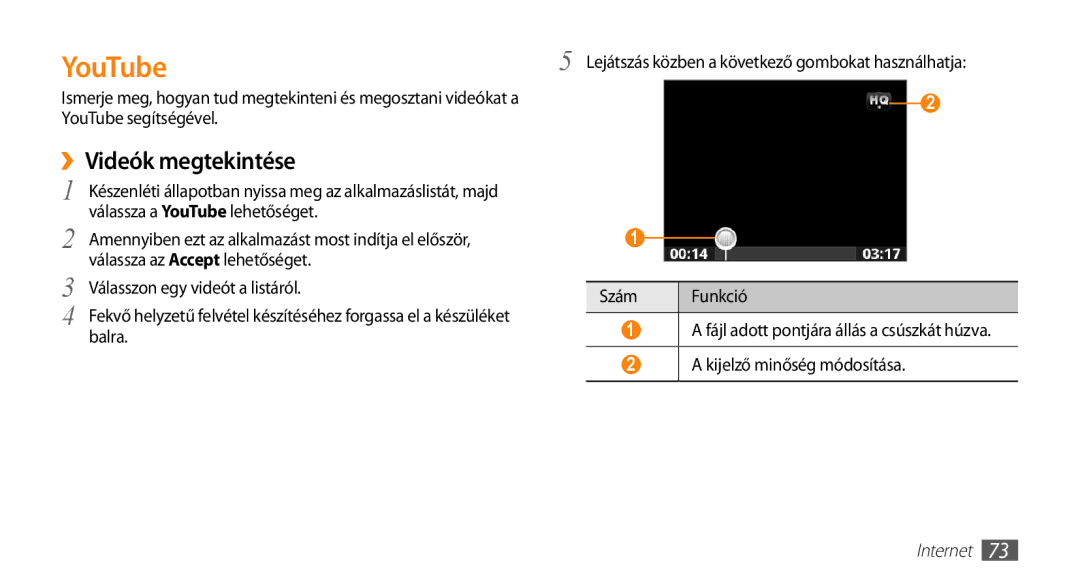 Samsung GT-I5500CWACOS, GT-I5500YKACOS, GT-I5500CWADBT, GT-I5500YKAWIN, GT-I5500YKATPH manual YouTube, ››Videók megtekintése 