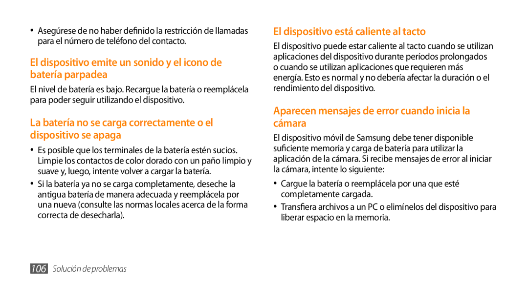 Samsung GT-I5500YKAFOP, GT-I5500CWAFOP manual El dispositivo está caliente al tacto 