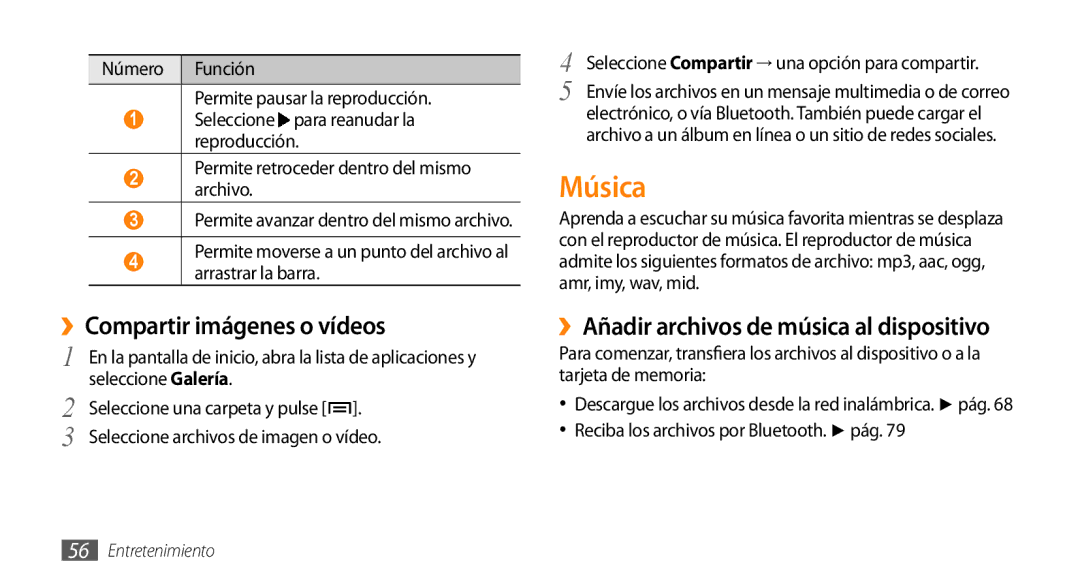 Samsung GT-I5500YKAFOP, GT-I5500CWAFOP Música, ››Compartir imágenes o vídeos, ››Añadir archivos de música al dispositivo 