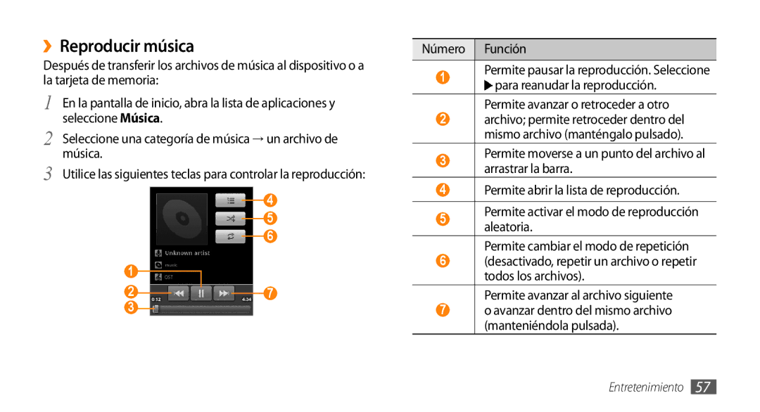 Samsung GT-I5500CWAFOP, GT-I5500YKAFOP manual ››Reproducir música, Música 