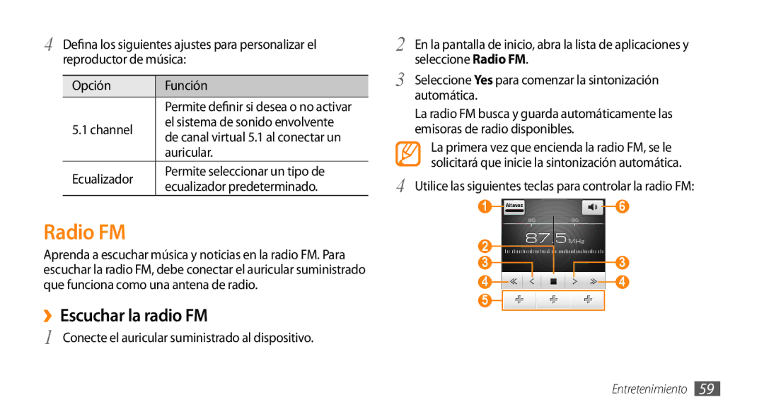 Samsung GT-I5500CWAFOP, GT-I5500YKAFOP manual Radio FM, ››Escuchar la radio FM, Channel, Auricular 