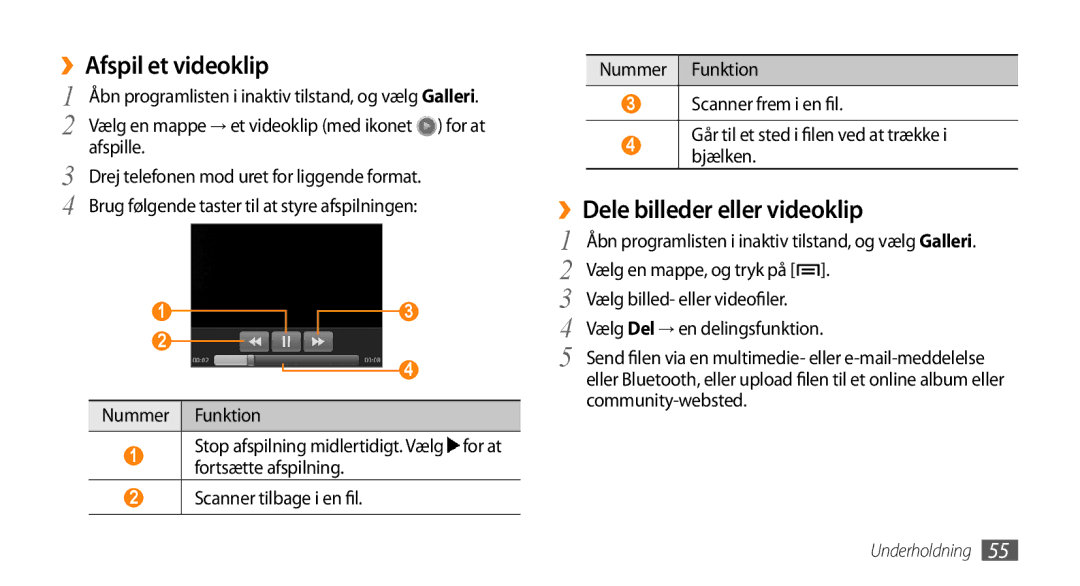 Samsung GT-I5500YKCNEE, GT-I5500YKAXEE ››Afspil et videoklip, ››Dele billeder eller videoklip, Vælg en mappe, og tryk på 