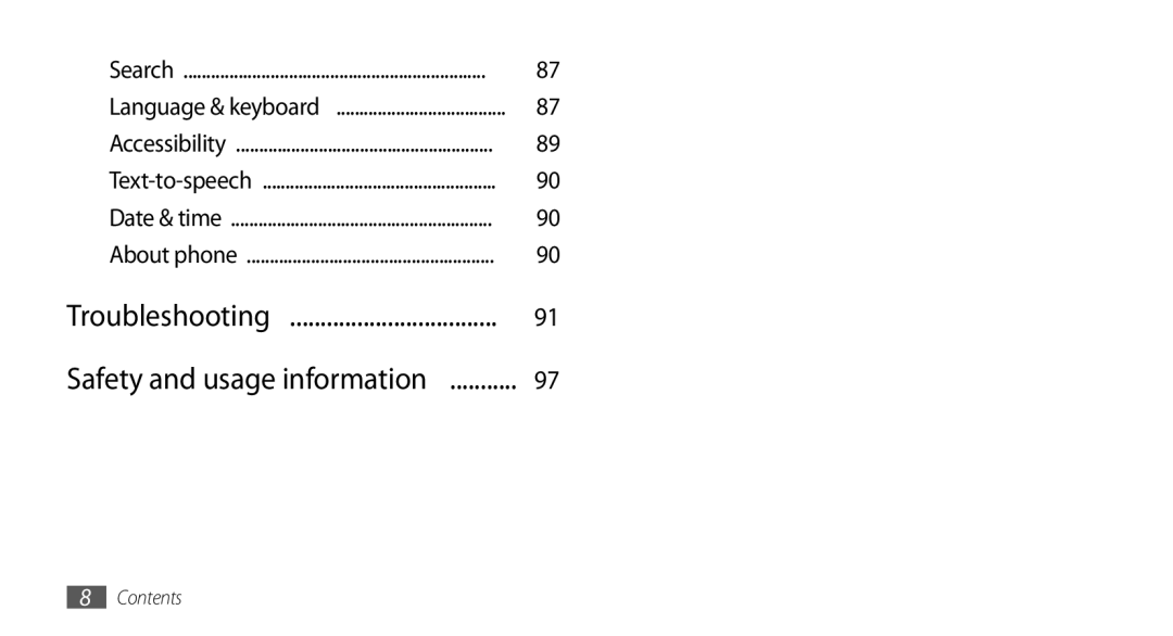 Samsung GT-I5503 user manual Troubleshooting Safety and usage information 