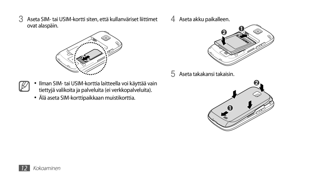 Samsung GT-I5510DWANEE, GT-I5510XKANEE, GT-I5510CWANEE, GT-I5510YKANEE manual Kokoaminen 