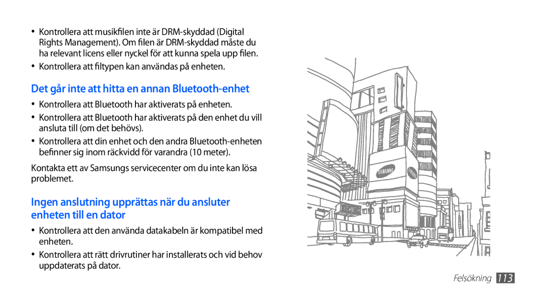 Samsung GT-I5510XKANEE Det går inte att hitta en annan Bluetooth-enhet, Kontrollera att filtypen kan användas på enheten 