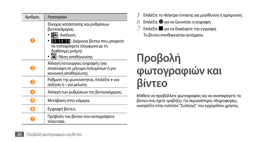 Samsung GT-I5510XKAVGR, GT-I5510XKACYV, GT-I5510XKACYO manual 36 Προβολή φωτογραφιών και βίντεο 