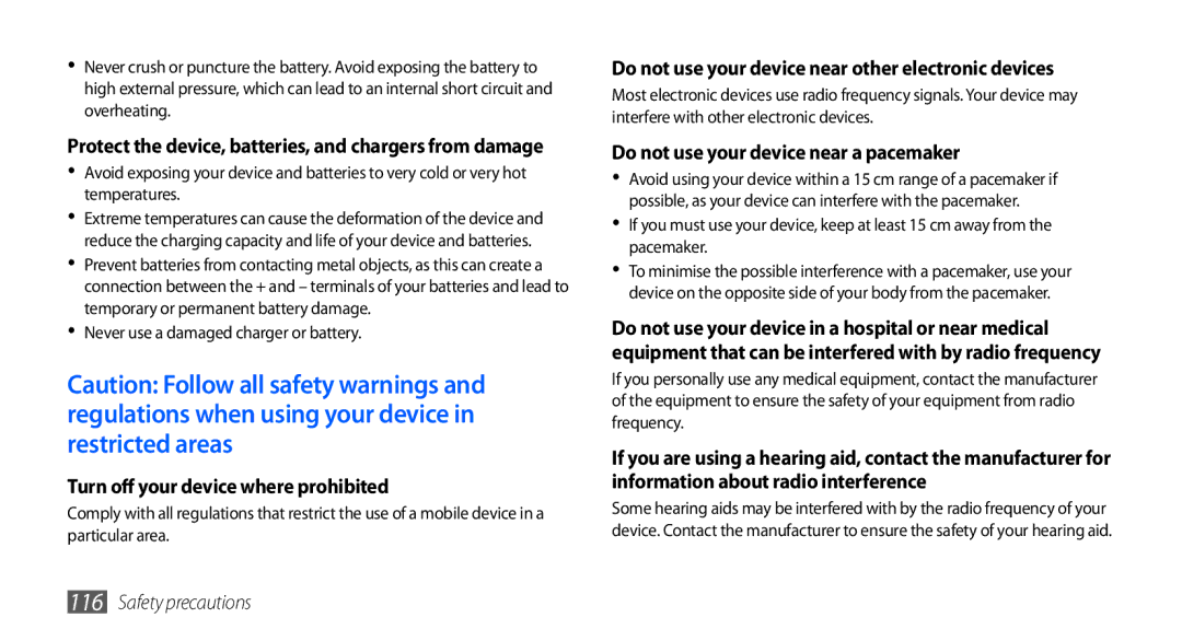 Samsung GT-I5510DWAFTM, GT-I5510XKADBT, GT-I5510XKAATO, GT-I5510DWAVD2, GT-I5510XKAVD2 Turn off your device where prohibited 