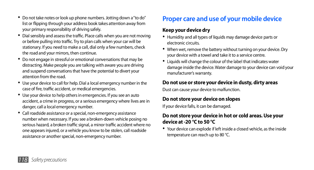 Samsung GT-I5510XKAWIN, GT-I5510XKADBT, GT-I5510XKAATO manual Proper care and use of your mobile device, Keep your device dry 